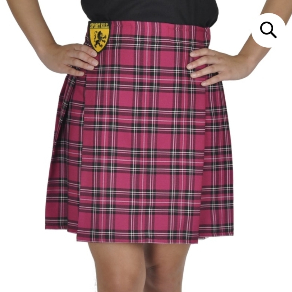 Pink Plaid Pleated Hiking Outdoor Skirt